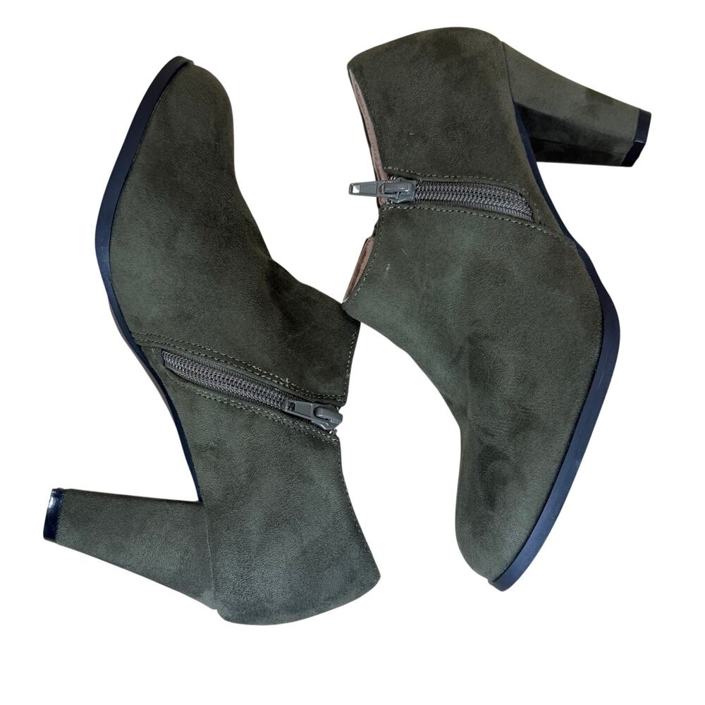 Journee Collection Sanzi Booties Women’s 7 Olive Green Block Heel Boho Chic